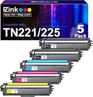 E-Z Ink (TM Compatible Toner Cartridge Replacement for Brother TN221 TN225 to Use with MFC-9130CW HL-3170CDW HL-3140CW HL-3180CDW MFC-9330CDW (2 Black, 1 Cyan, 1 Magenta, 1 Yellow, 5 Pack)