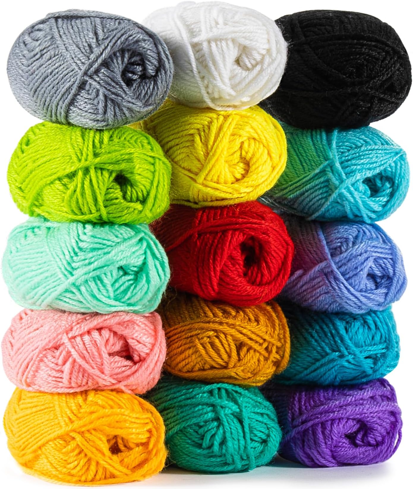 15x20g Acrylic Yarn for Crocheting - Soft Knitting Yarn for Crafts Multicolor Skeins for Crocheting DIY Bulk for Handicraft Knitting Scarves Ideal Gift for Beginners Adults
