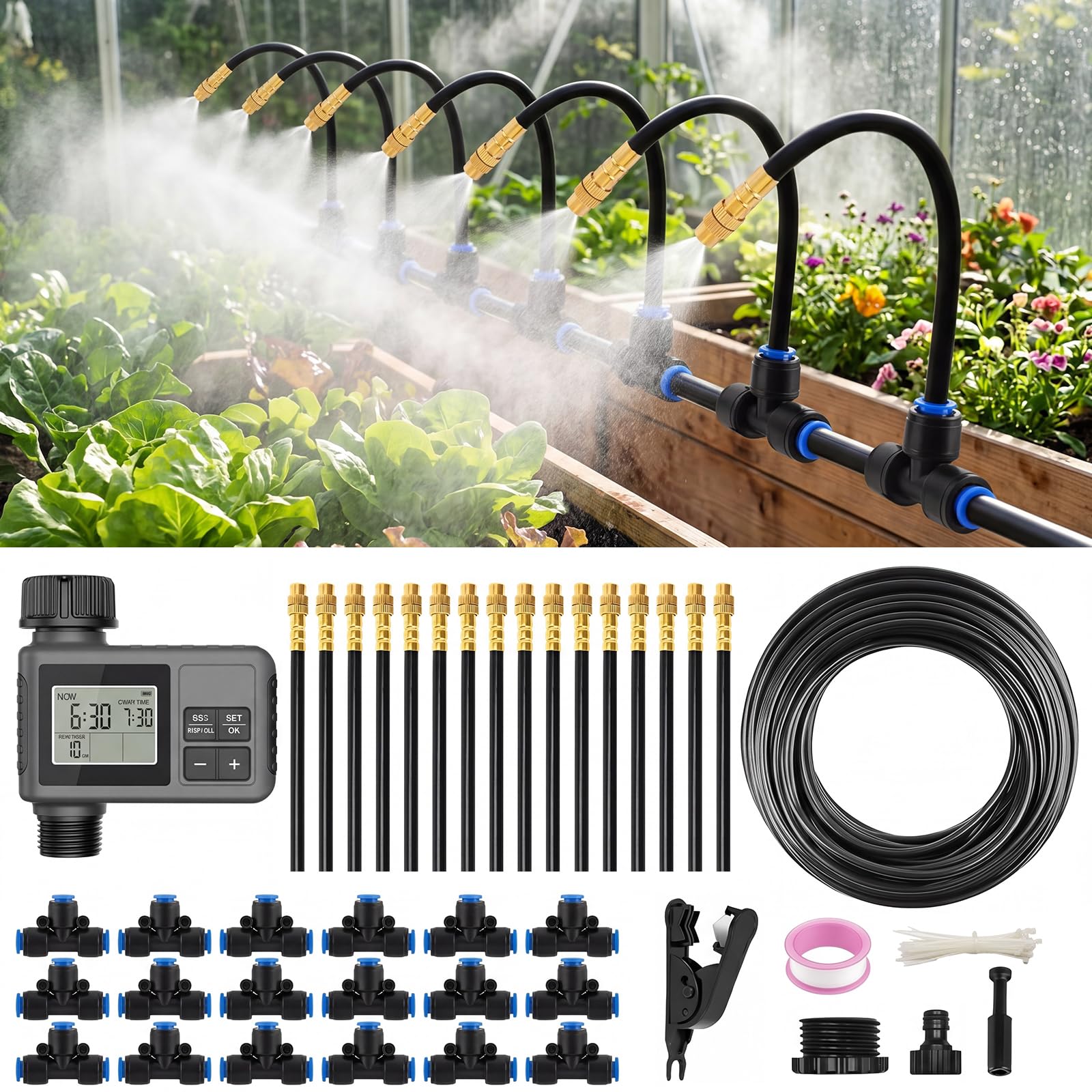 Automatic Drip Irrigation System Kit with Rain Sensor Timer for Garden