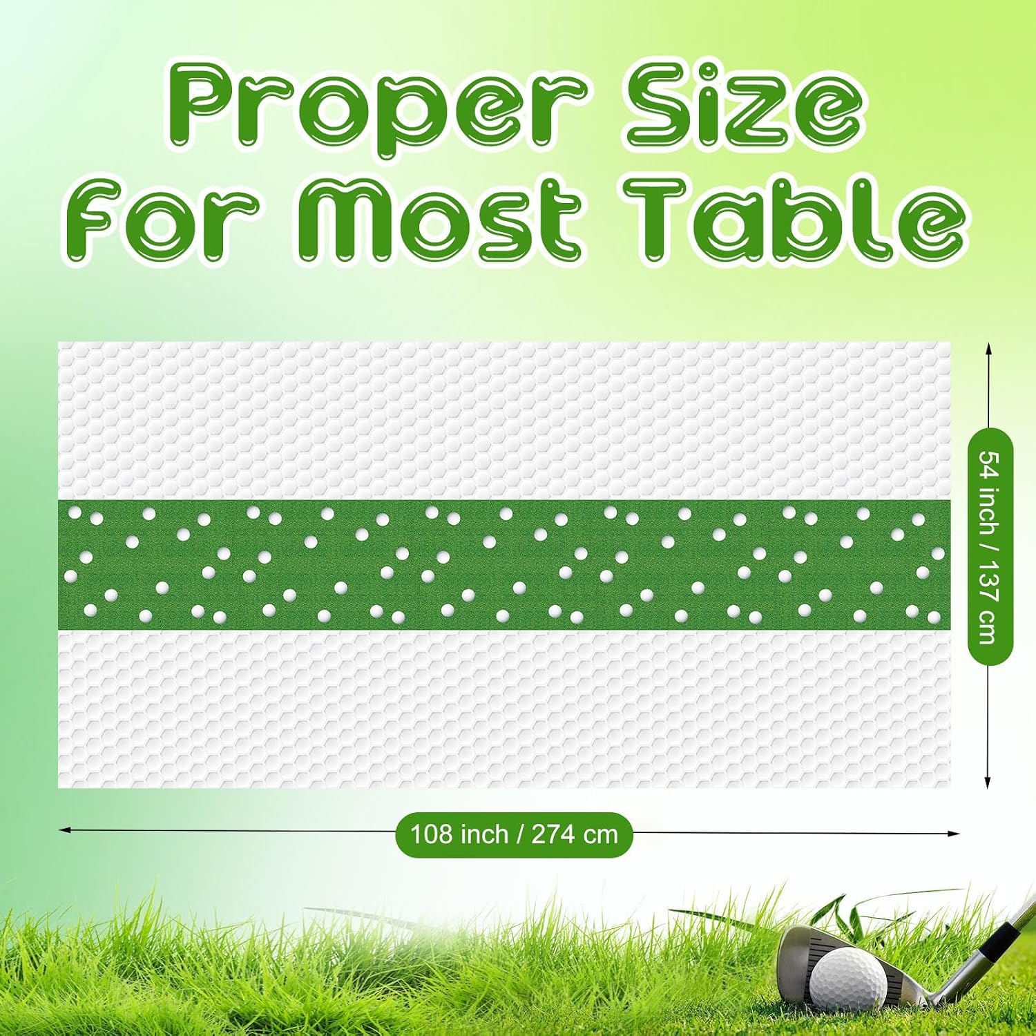 Hahafelt 3 Pcs Golf-Themed Tablecloths Golf Ball Birthday Party Decorations Plastic Grass Table Covers Sport Party Supplies for Outdoor Indoor Activities(Fashion)