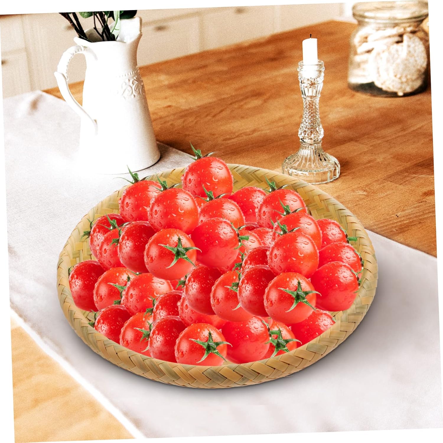 STOBAZA 3pcs Bamboo Bread Storage Container Serving Platter Decorative Basket Snack Tray Fruit Basket