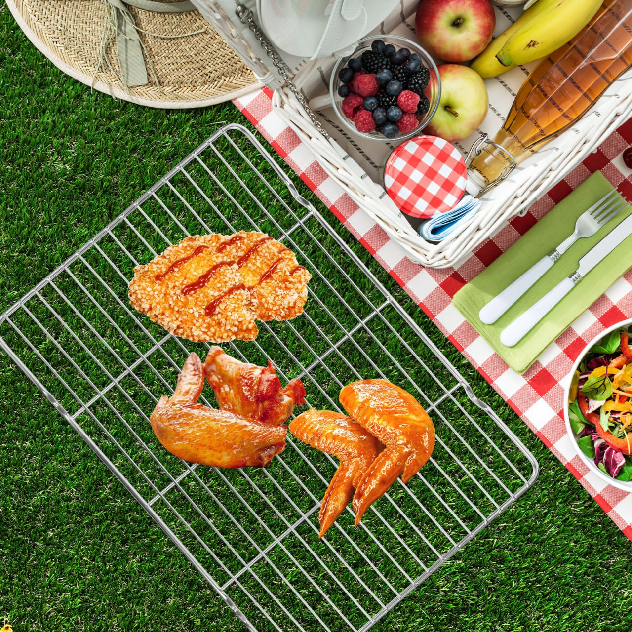 VALICLUD Grille de cuisson en acier inoxydable 34 x 24 cm pour four et barbecue