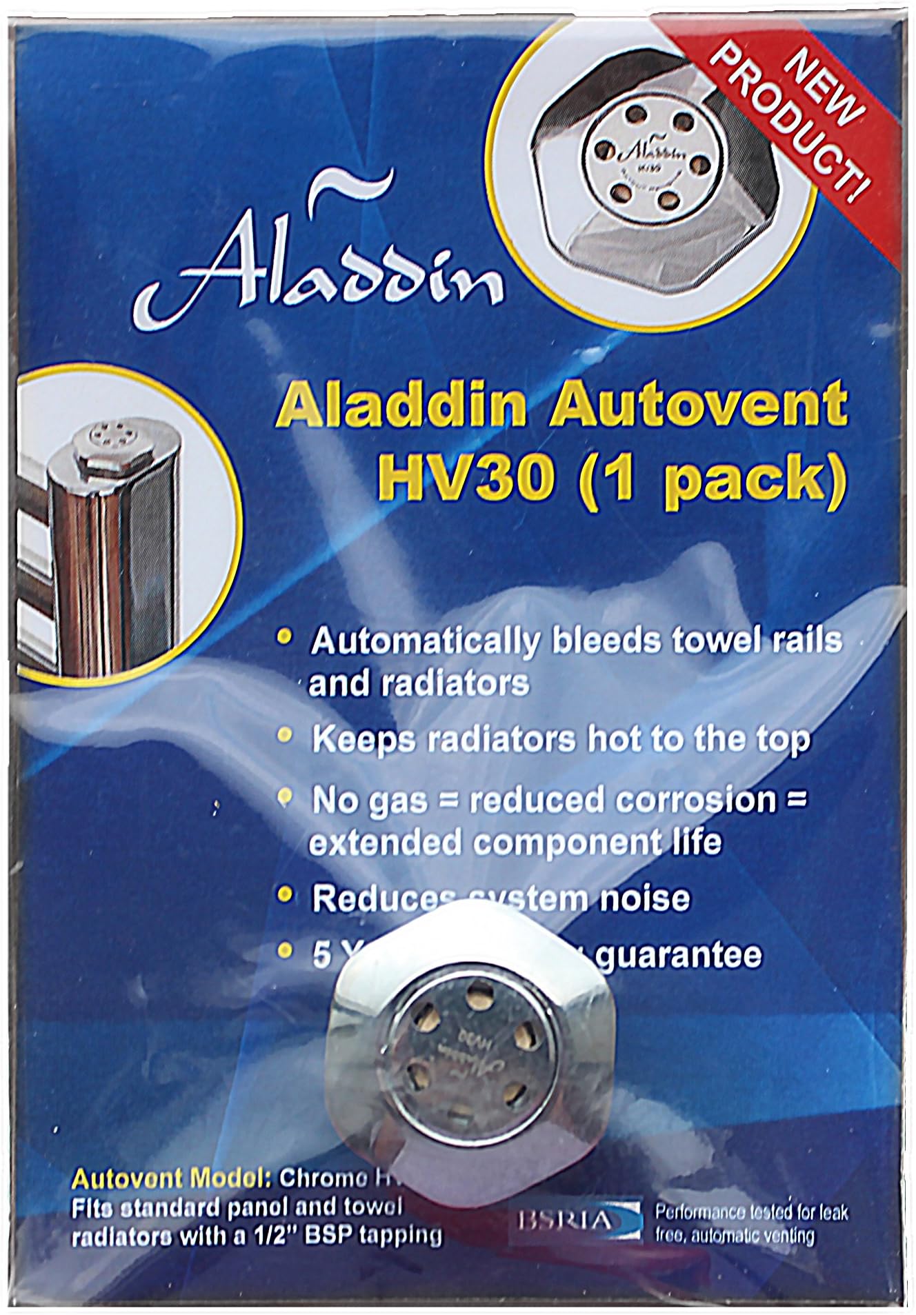 HV30 Aladdin Self Bleeding Automatic Radiator Valve 1/2" BSP Single Valve