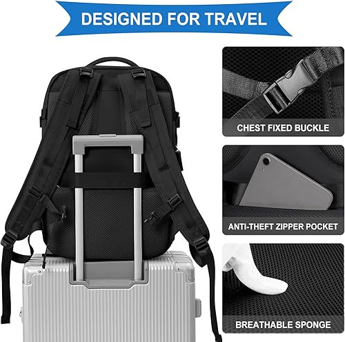 Miniatura 50 de coowoz Mochila de viaje grande para mujeres y hombres,Mochila de transporte,Mochila de senderismo impermeable para deportes al aire libre, Azul, 45