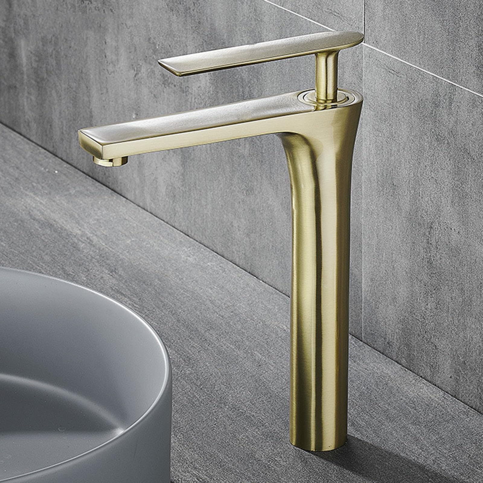 BiaoTeng Mischbatterie Waschbecken Bad Gebürstetes Gold Einhebelarmatur Messing Armaturen Bad Wasserhahn Bad Waschbecken, Gebürstetes Gold Hoch