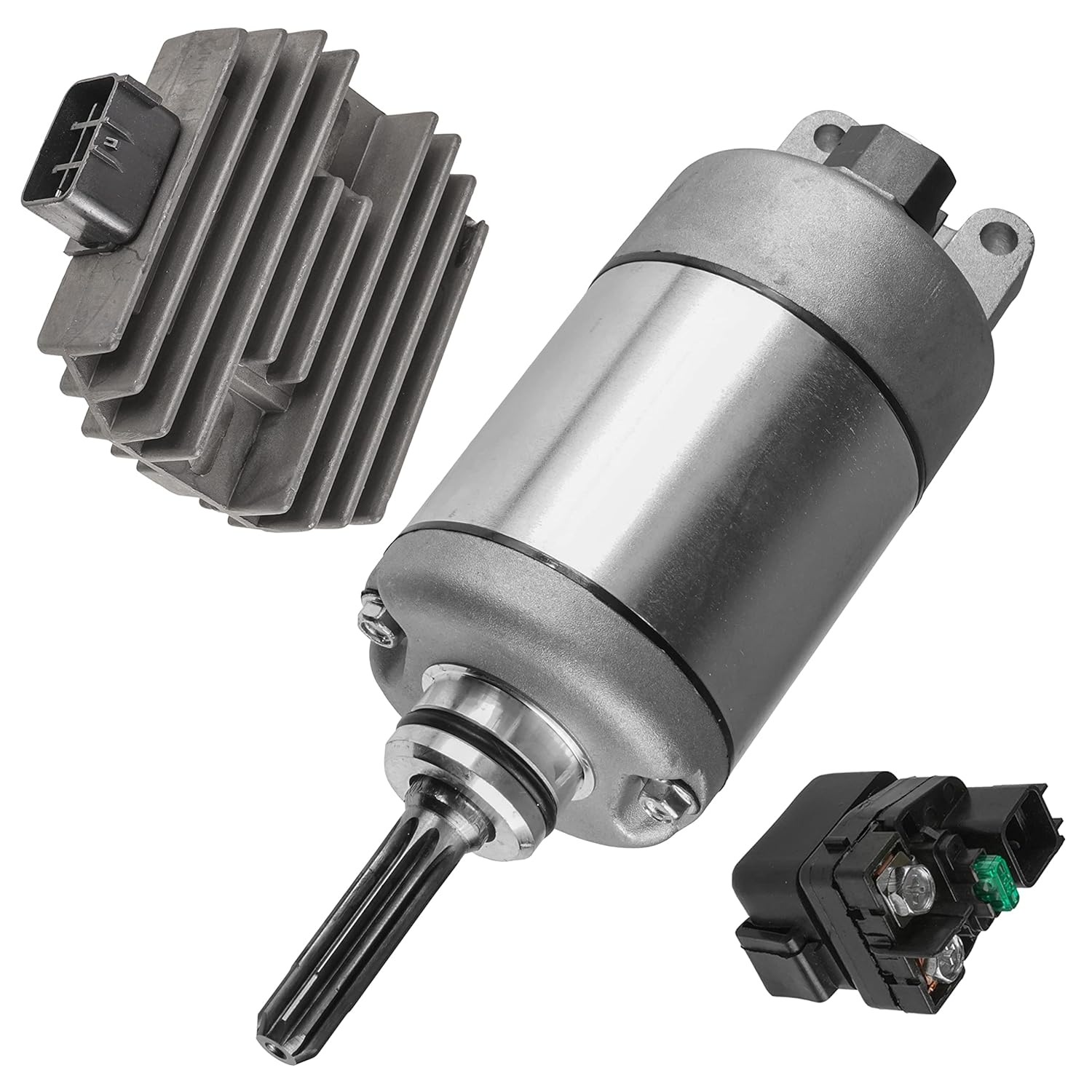 Caltric Starter Motor with Regulator and Relay Compatible with Suzuki King Quad 750 LTA750X 4x4 2009-2018