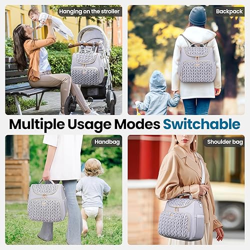 Miniatura 3 de Mochila de pañales convertible 4 en 1, bolsa de pañales impermeable para bebé con cambiador, se convierte en bolsa de bebé, mochila para pañales,