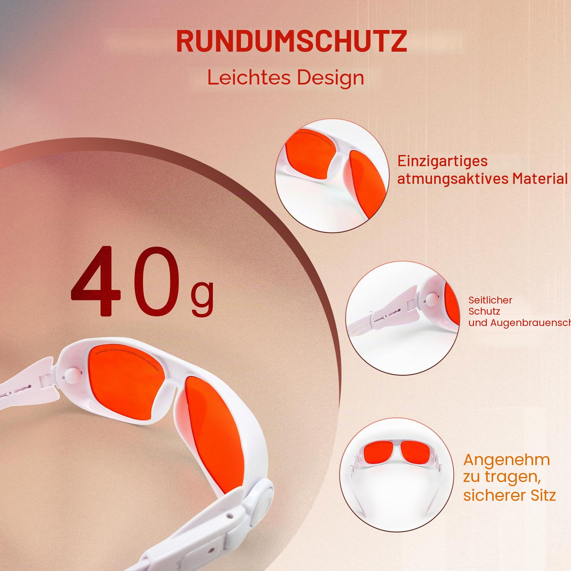 MCWlaser Laser Schutzbrille Brille 190-540nm Laser Safety Goggles Glasses OD7+ For UV light Violet Blue Green Laser 405nm 445nm 450nm 473nm 532nm Absorption Type EP-3 Style 1