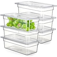 Vista 20 de CURTA Paquete de 6 bandejas de comida NSF, tamaño 1/9 de 4 pulgadas de profundidad, plástico de policarbonato comercial transparente apto