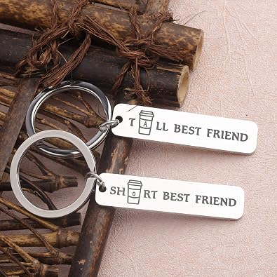 FEELMEM Short and Tall Best Friends Matching Keychain BFF Friendship Jewelry Gift