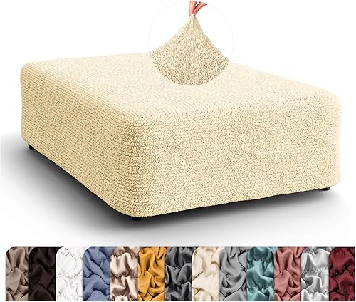 Miniatura 11 de PAULATO BY GA.I.CO. Funda para Otomana Pequeña Funda para Taburete Funda para Puf - Funda de Tela de Poliéster Suave - Protector de Muebles Elástico