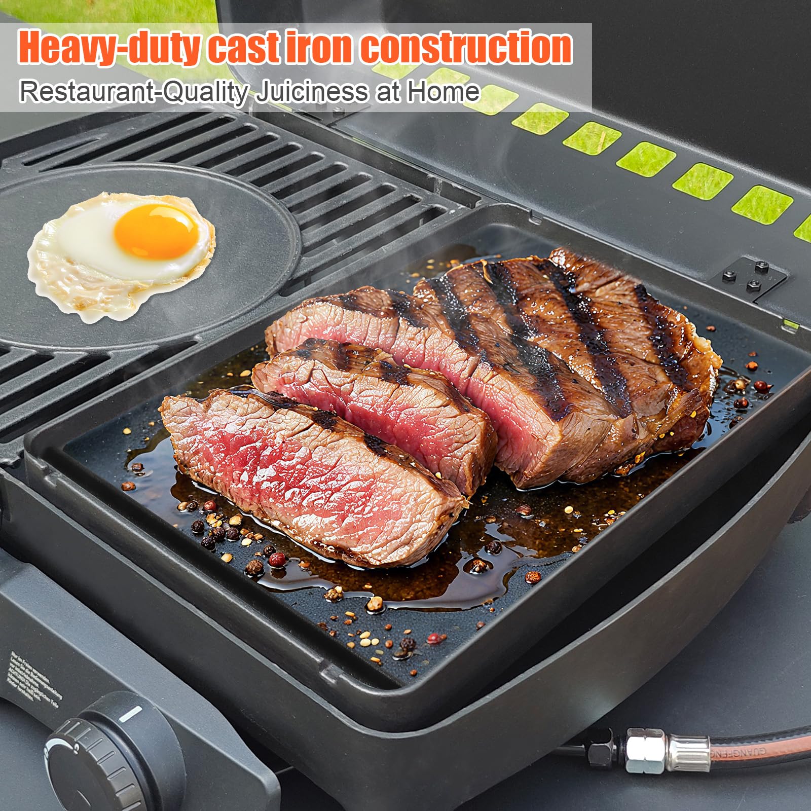 Denmay 31,5 x 21,5cm Gusseisen Grillplatte für Enders Urban II, Urban Pro II, Explorer II, Explorer Pro II Gasgrill, Antihaftbeschichtung Grillplatte Grill Zubehör,1 Stück