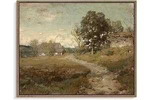 Vintage-Esque Pinecone Farmland Roadscape Canvas Wall Art