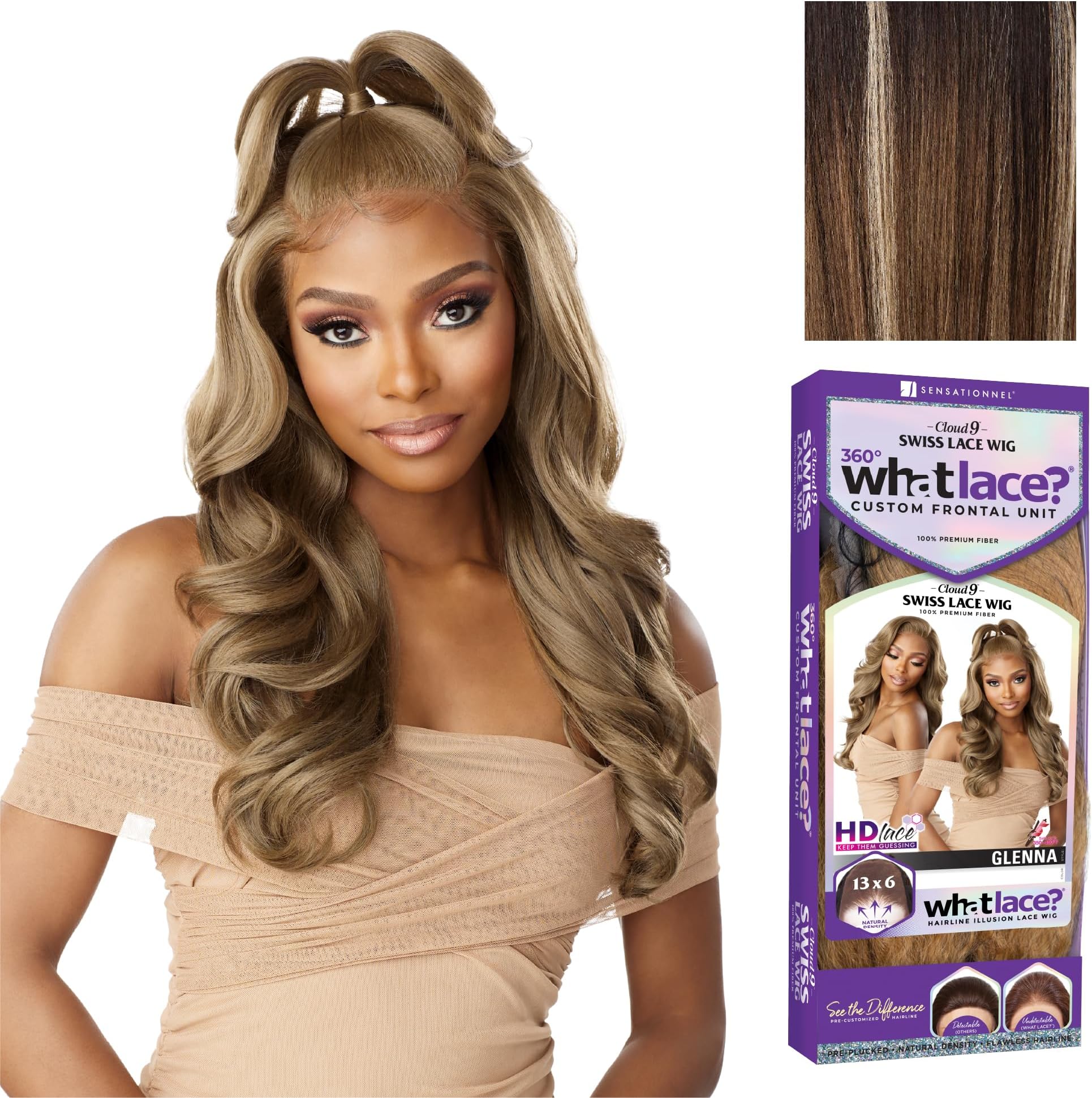 Sensationnel What Lace 13x6 Wigs - Cloud 9 Synthetic Hair Hand Tied Natural Preplucked Hairline Illusion Lace Frontal Lacewig - WHAT LACE GLENNA (BALAYAGEMOCHA)