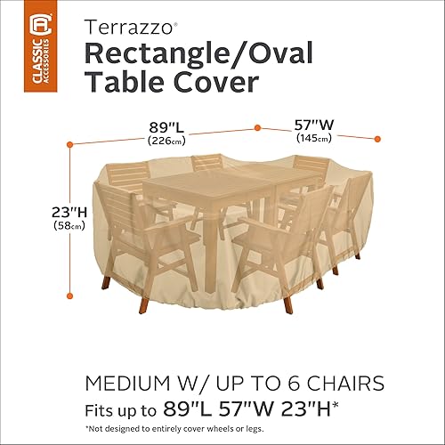 Miniatura 9 de Classic Accessories Juego de mesa y silla de patio rectangular  ovalada de terrazo, grande
