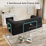 79" Canapé convertible, Canapé-sommeil Corduroy Futon Couch, Lit de canapé pliable, Canapée-souche sans os pour le salon, Aucune Assemblage Requis (Noir)