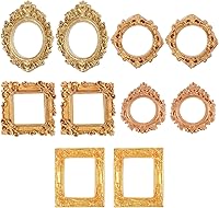 Qianyu 10 Pack Mini Vintage Gold Resin Picture Frames - Baroque Antique Style for Jewelry Display, Photos, DIY Crafts & Holiday Decor