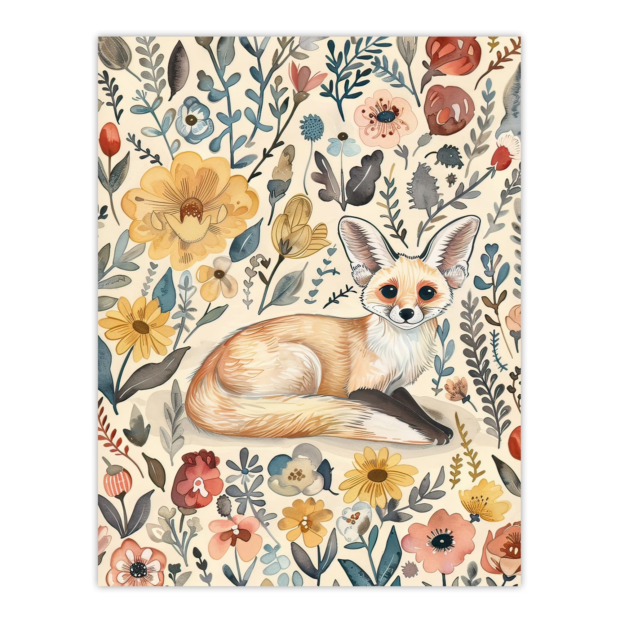 Artery8 Watercolour Fennec Fox Print W24 inch x H32 inch