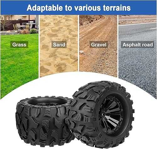 Miniatura 4 de Ruedas y neumáticos para camión RC prepegados de 2.8 pulgadas, hexagonal de 0.472 in con insertos de espuma para Traxxas Rustler Stampede 4X4 VXL