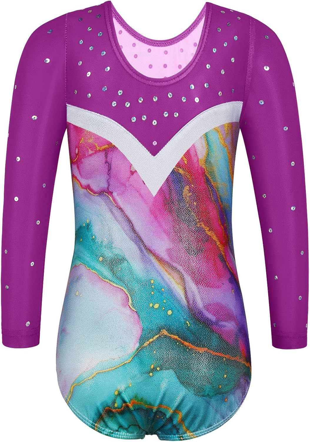 BAOHULU Gymnastics Leotard for Girls with Shorts Set 3/4 Sleeve Kids Shiny Practice Dancewear - Image 3