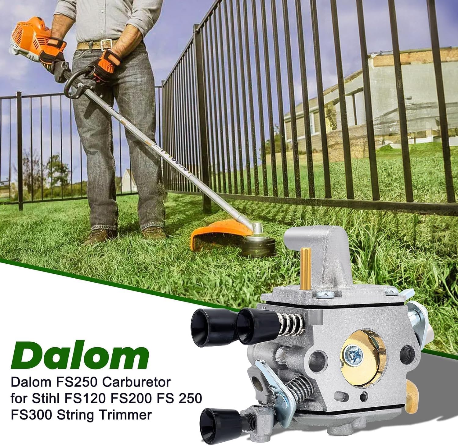 Dalom FS250 Carburetor for Stihl FS120 FS200 FS 250 FS300 String Trimmer Brushcutters Replace 4134 120 0652 with 4134 400 1301 Ignition Coil