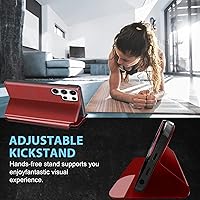 Vista 2 de Funda S22 Ultra Flip para Samsung Galaxy S22 Ultra 5G, Clear View Funda delgada de cuero para Samsung S22 Ultra Funda de teléfono con función atril