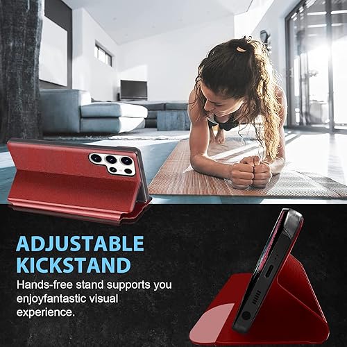 Miniatura 2 de Funda S22 Ultra Flip para Samsung Galaxy S22 Ultra 5G, Clear View Funda delgada de cuero para Samsung S22 Ultra Funda de teléfono con función atril