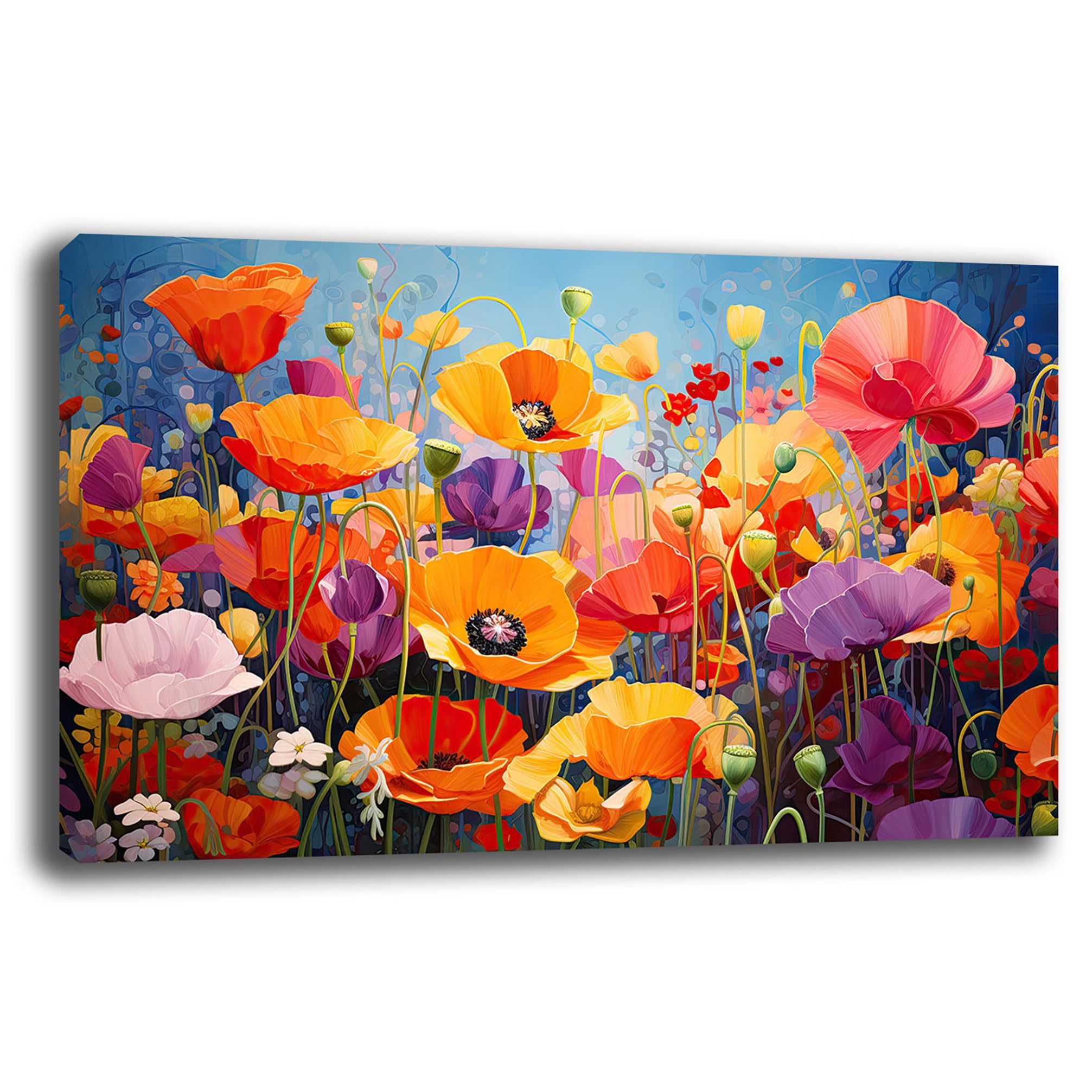 Printerland Quadro Moderno soggiorno FIORI Papavero Papaveri Astratto Quadri moderni da Parete grande Stampa su tela Canvas Decorazione Murale muro Arredo Camera da letto Salone (8, 50x100 cm)