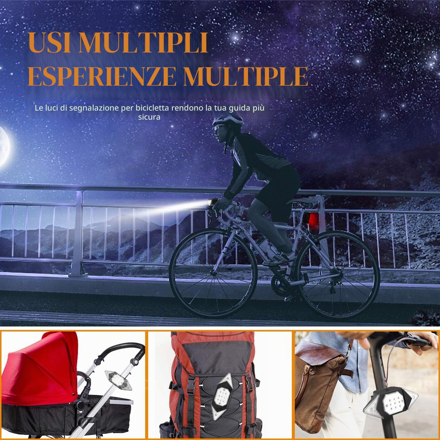 Luce posteriore della bicicletta Lampeggianti Lampeggianti Impermeabile Lampeggiante Luce di avvertimento del Freno posteriore della bicicletta con telecomando senza fili Luci posteriori per