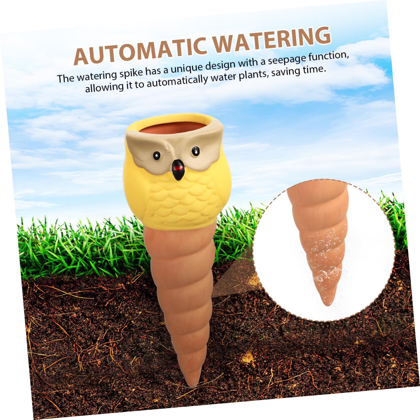 Toyvian Picots D'arrosage Automatique de Hibou 4 Pièces en Céramique Système D'arrosage Facile à Utiliser pour Plantes en Pot pour Pots de Fleurs Intérieurs