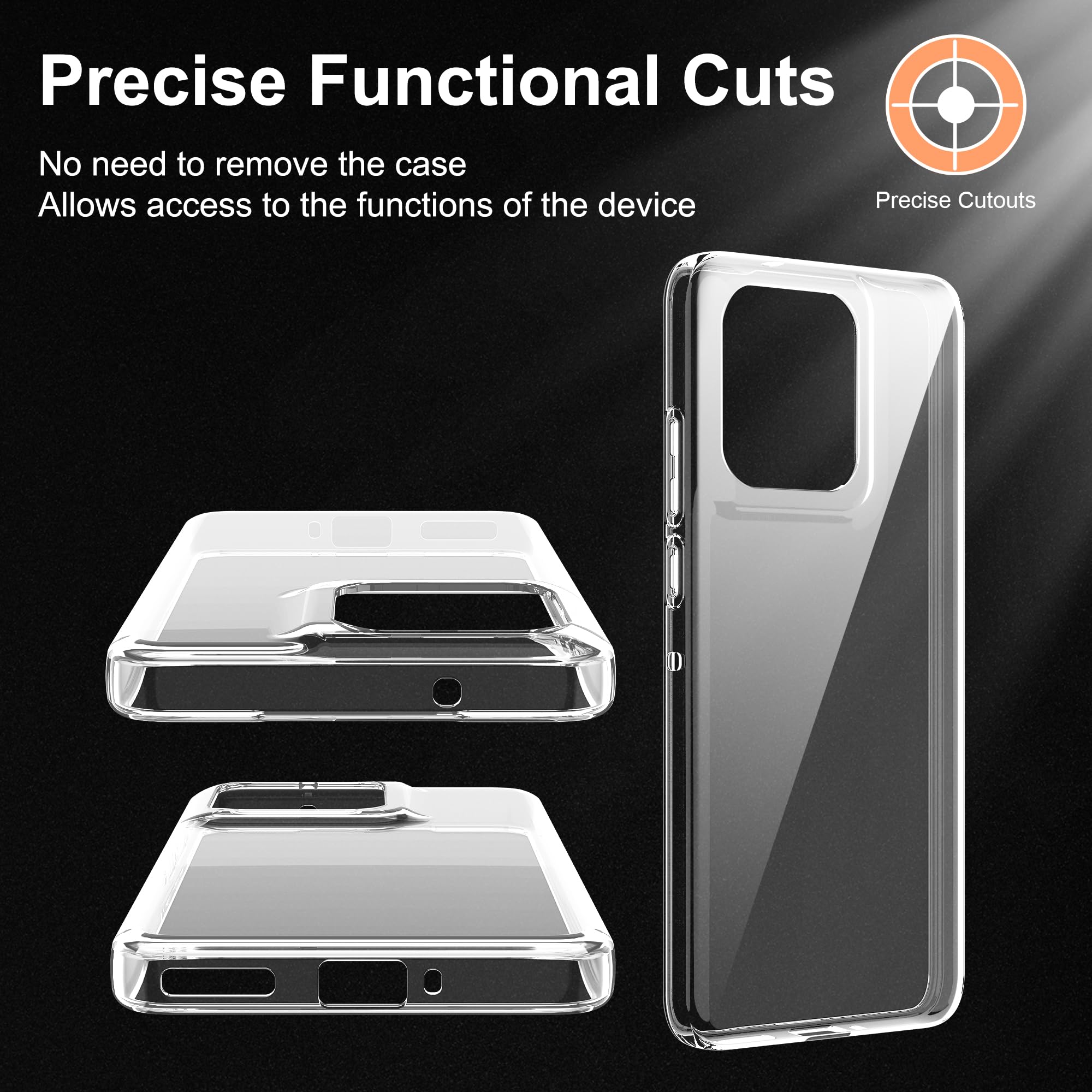 CAUHENYEE Trasparente Cover per Motorola Edge 50 Neo/Edge 60 Neo Custodia, con 1 Pezzi Schermo in Vetro Temperato, Cover Sottile e Morbida in TPU Trasparente, AntiGraffio, Antiurto