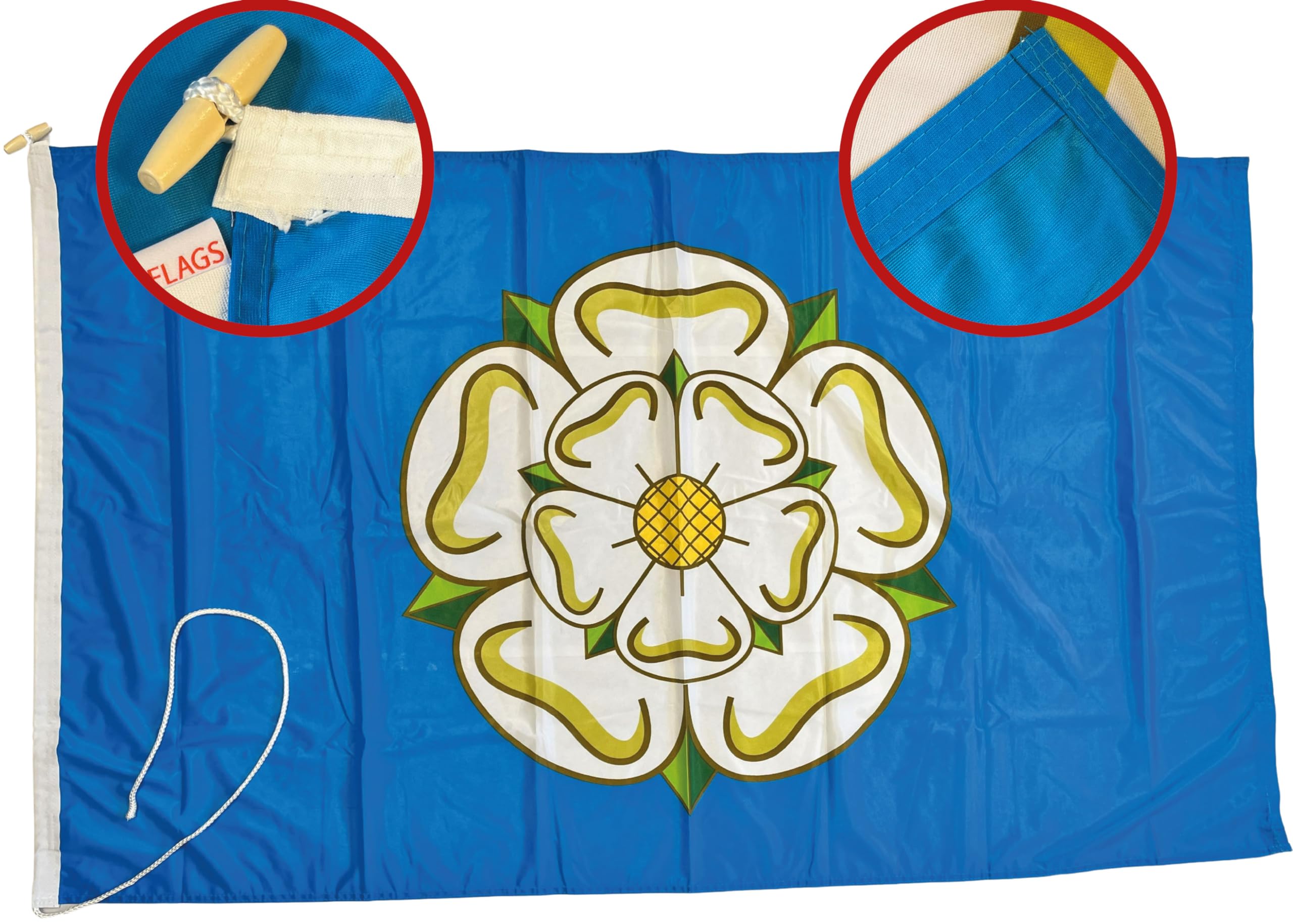 NWFlags Yorkshire Flag 150d Nylon Rope & Toggle 5ft x 3ft for Professional Flagpole, Multicolor