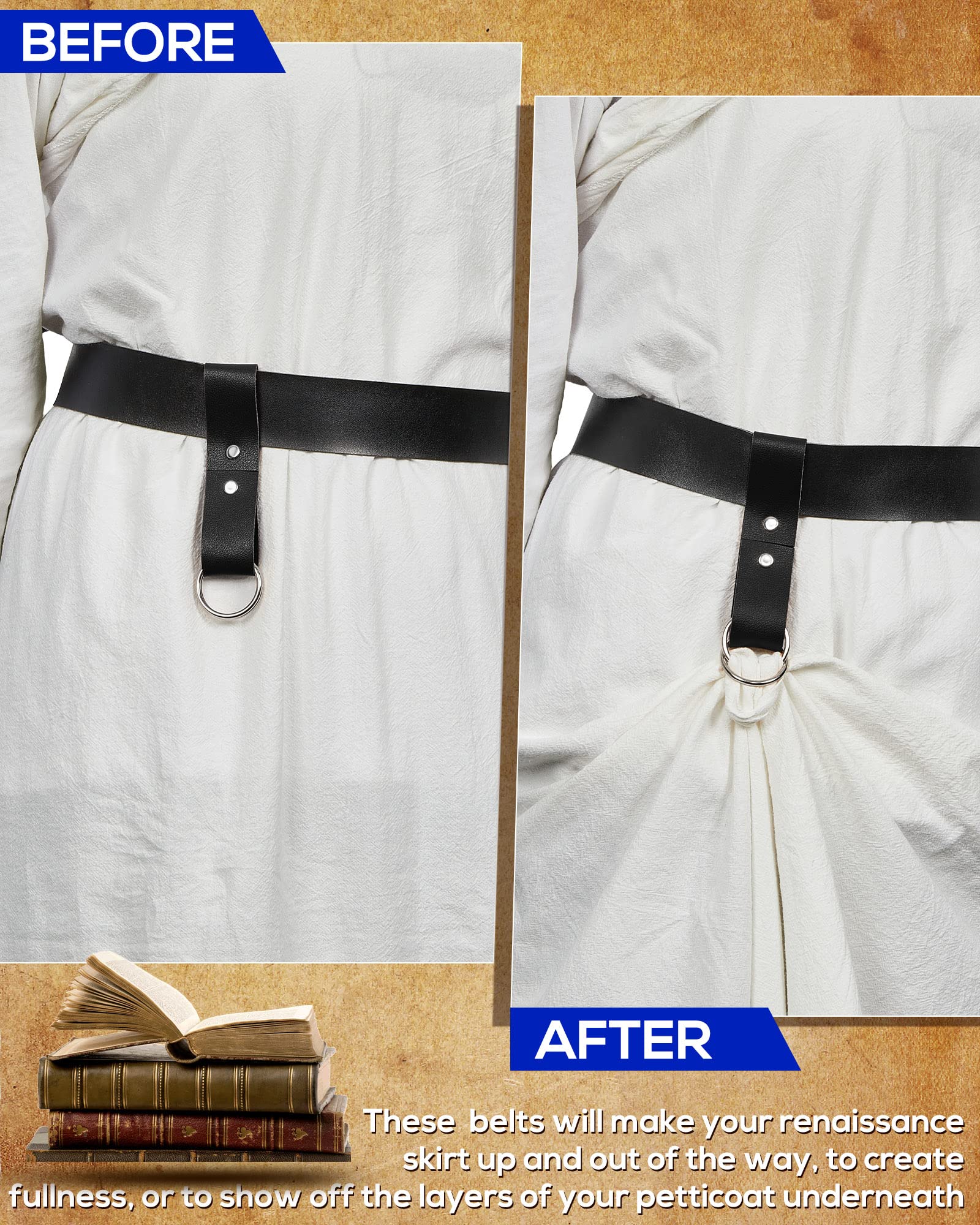 Jecery 2 Pcs Skirt Hikes Renaissance Skirt Hikes Medieval Waistband Accessory for Renaissance Cosplay Costumes