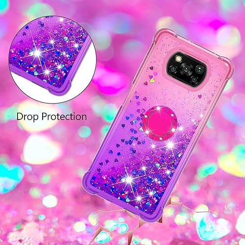 Miniatura 5 de Monwutong Funda de teléfono para Xiaomi Poco X3 NFC, funda para Xiaomi Poco X3 Pro, brillante efecto arena movediza TPU parachoques caso con cuatro