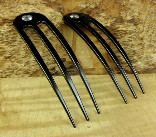 Miniatura 10 de JWL (2) Tenedores de pelo de aluminio anodizado de 3 puntas, 4.9 pulgadas, curvado, irrompible, impermeable, con FPL de 4 pulgadas (rojo)