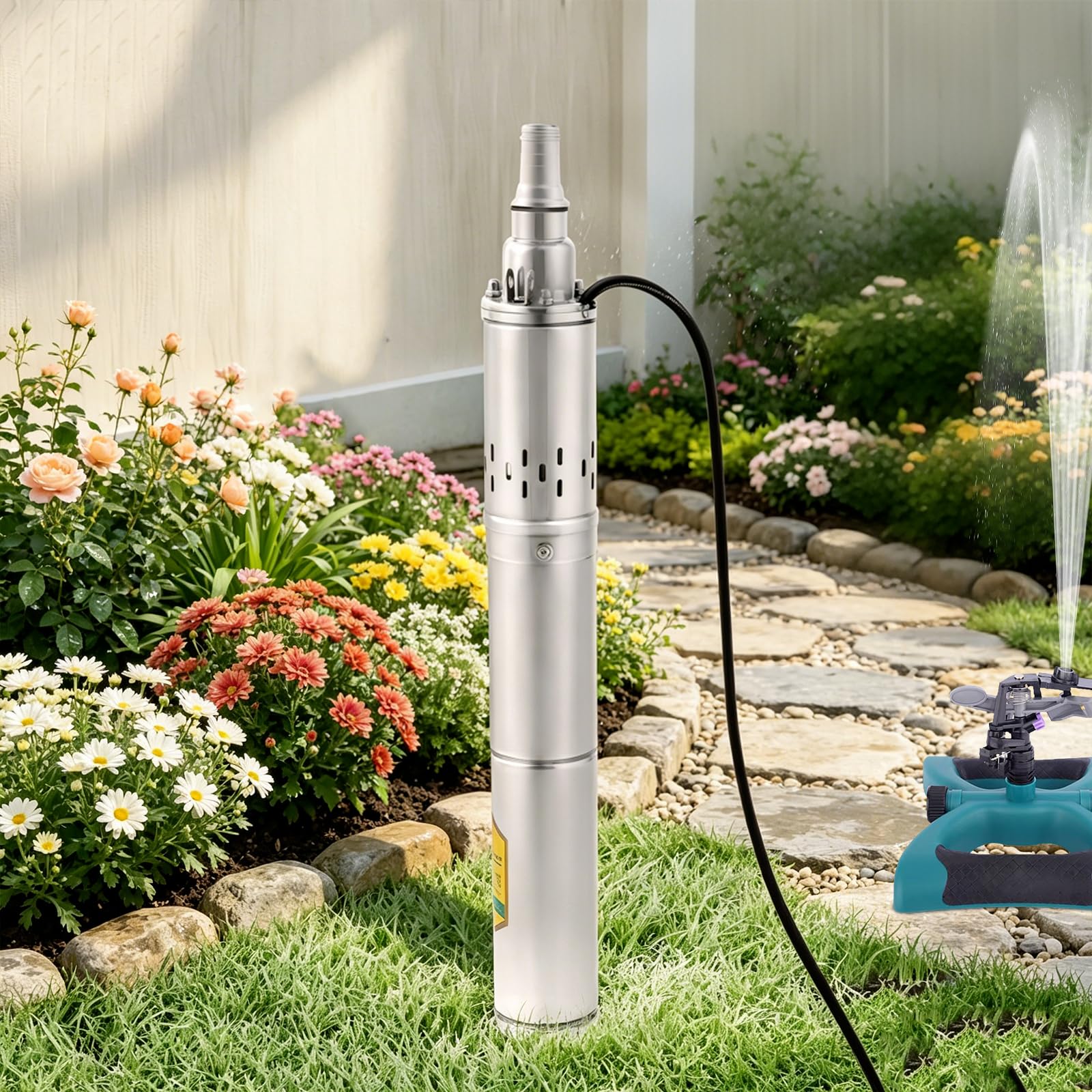 Brunnen pompa wodna z polerowanej stali nierdzewnej (370 W/2 m³/h)