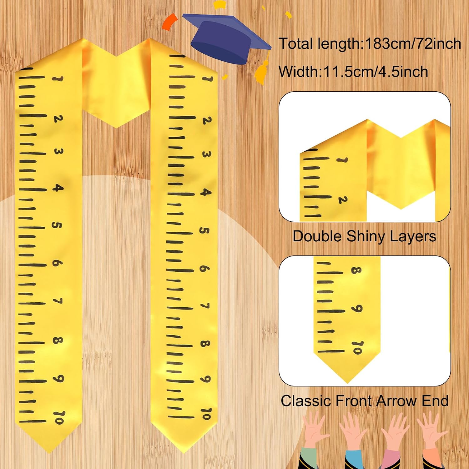 Hercicy 6 Pcs Teacher Graduation Stole Class of 2026 Teacher Graduation Sash Gift Pencil Apple Crayon Composition Notebook Ruler College Grad Sashes