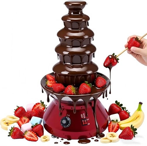 Miniatura 10 de Fuente de chocolate comercial de 5 niveles 86-230 °F Torre de fondue de chocolate caliente 7 lb Máquina de calefacción de fusión de chocolate de