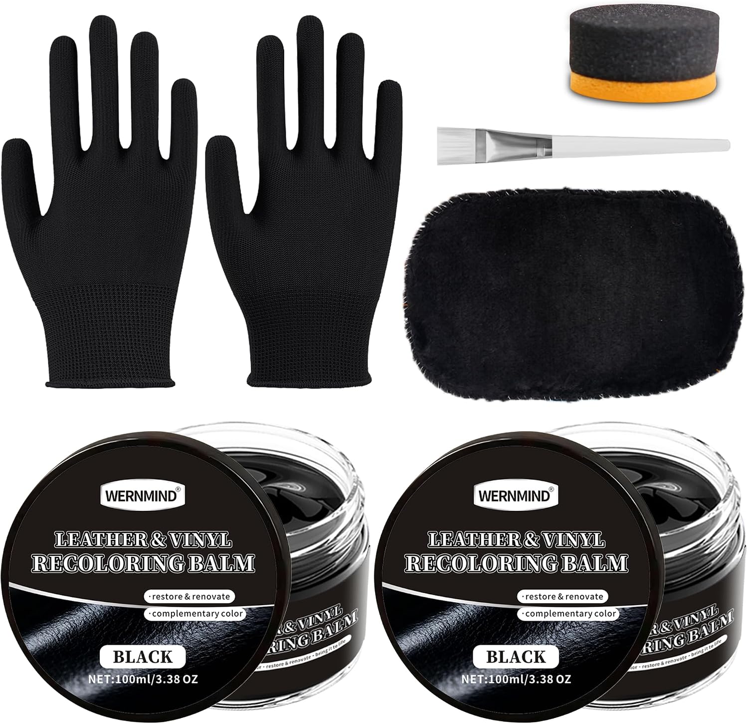 Black Leather Recoloring Balm Color Restorer Scratch Multipurpose Dye Paint Leather Repair Kits for Vinyl Sofas Furniture Faded Leather Couches Car Seats