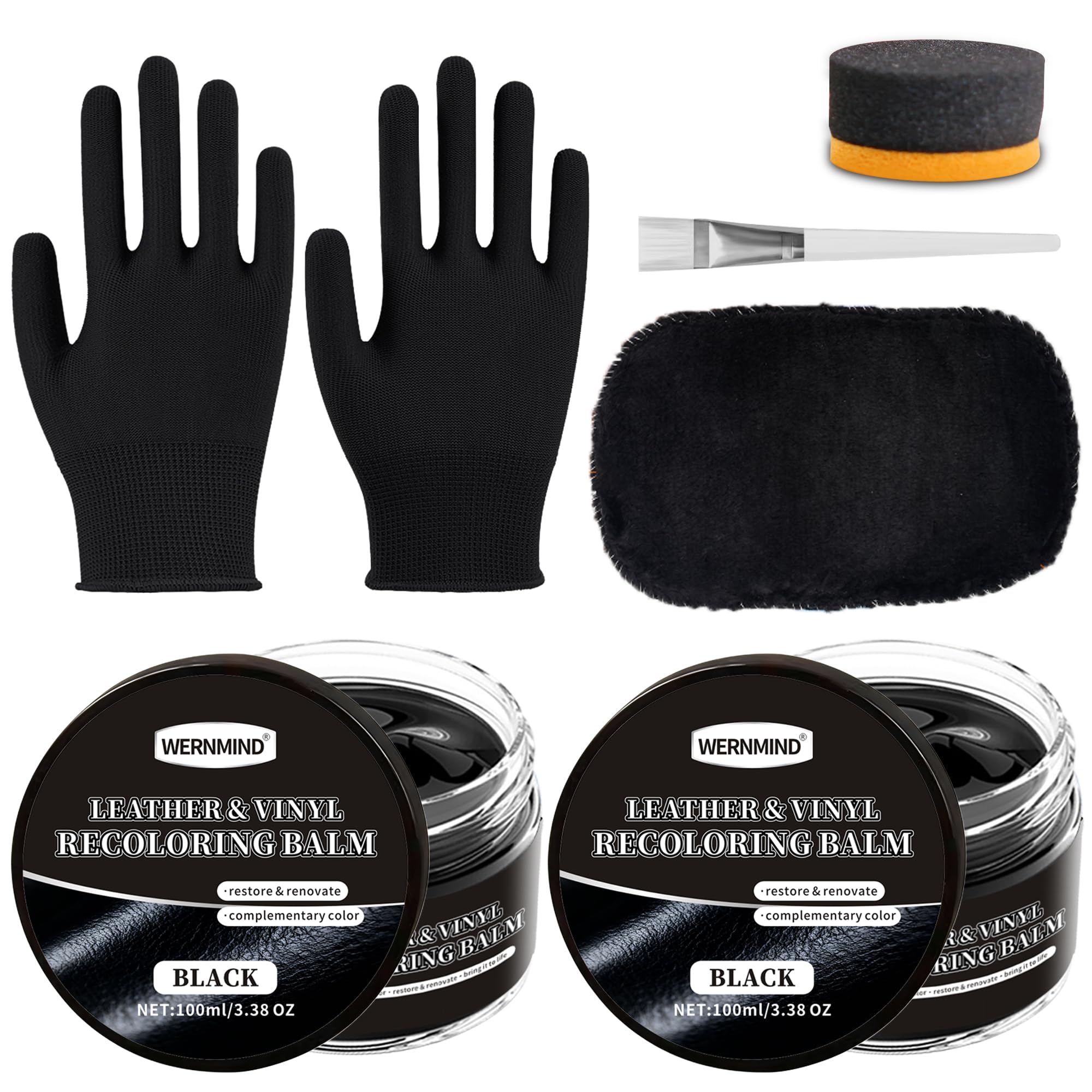 Black Leather Recoloring Balm Color Restorer Scratch Multipurpose Dye Paint Leather Repair Kits for Vinyl Sofas Furniture Faded Leather Couches Car Seats