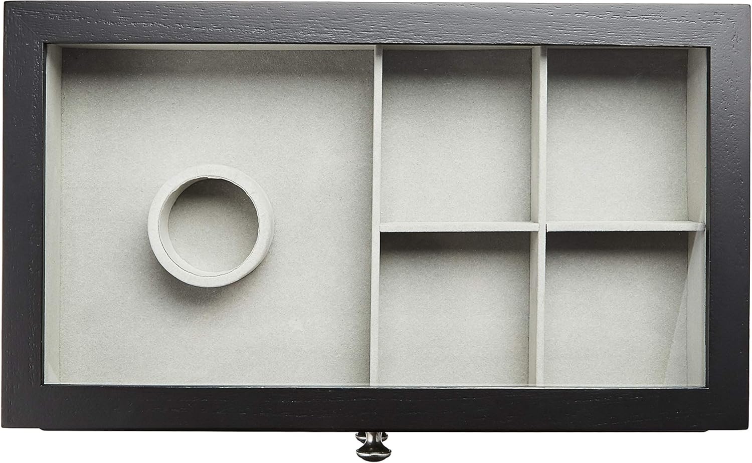 Amazon Basics Wooden Jewelry/Watch Box with Glass Top - 2-Drawer, Black