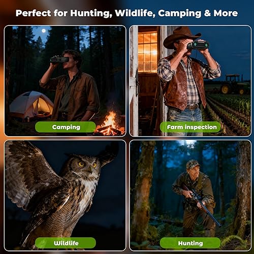Miniatura 6 de WOSPORTS Gafas de visión nocturna 4K, zoom óptico de 10X y digital de 8X, rango infrarrojo de 1315 pies, batería recargable de 5000 mAh, IPX Verde