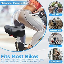 CDYWD Oversized Bike Seat for Men & Women Comfort, Extra Wide Bicycle Seat Cushion, Comfortable Wing Padded, Large Replacement Saddle for Peloton, Stationary Exercise Bike, Ebike, Cruiser, City Bike