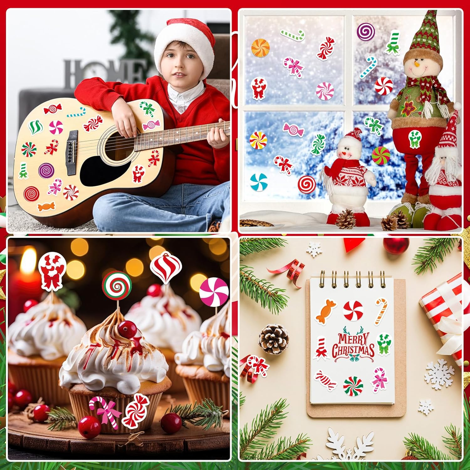 JULBEAR Christmas Candy Cane Foam Sticker, 300Pcs Colorful Candy Cane Self-Adhesive Foam Stickers for Kids Christmas Party Favors DIY Crafts Holiday Classroom Decorations - Image 7