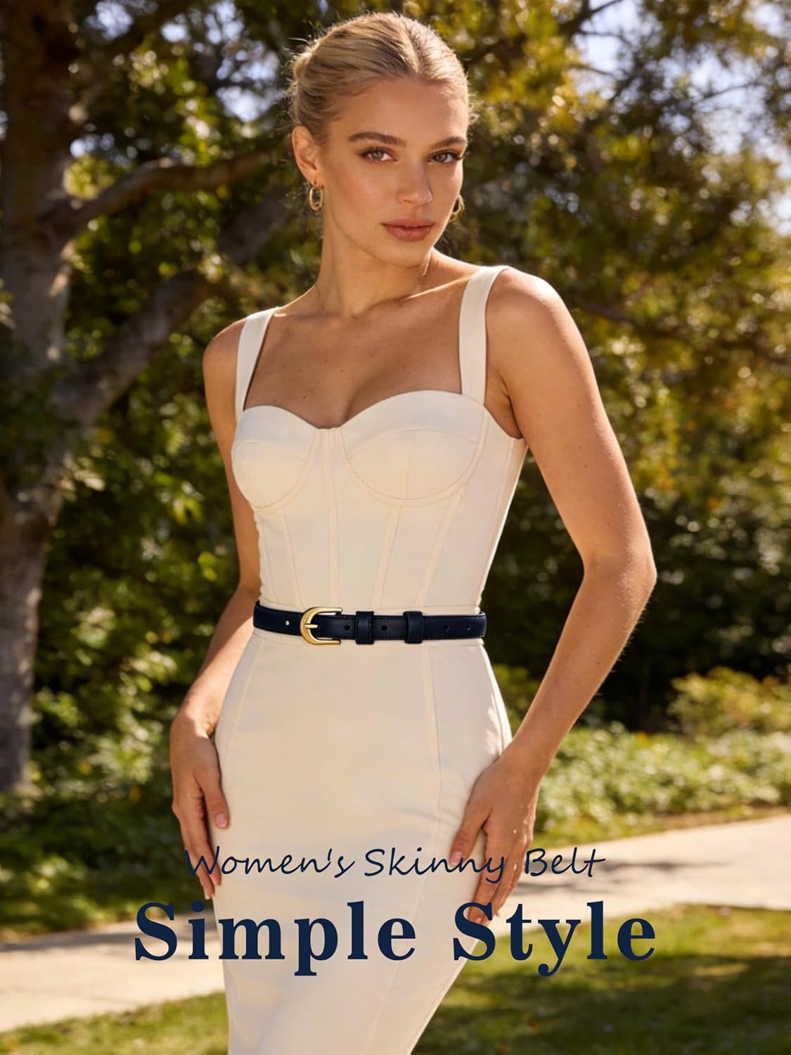 Women Skinny Leather Belt For Jeans Dresses Pants Thin Waist Belt image 2