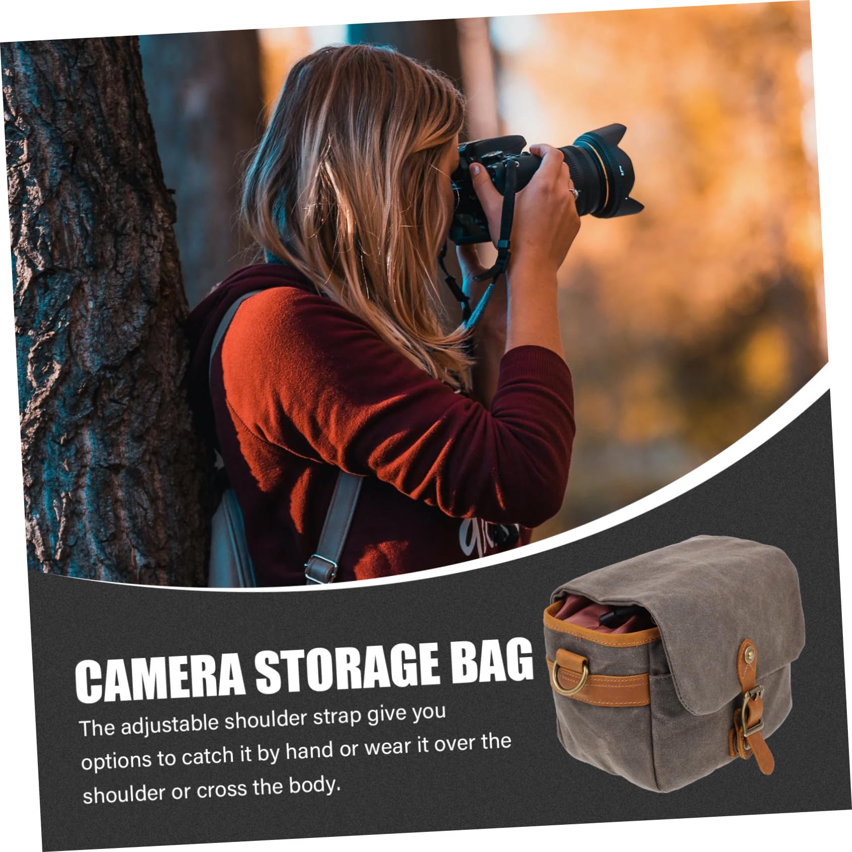 Homoyoyo Borsa per Fotocamera Verde in Tela Resistente Protezione Antiurto e Tracolla Regolabile, Custodia Portatile per Fotocamere Mirrorless e Compatte