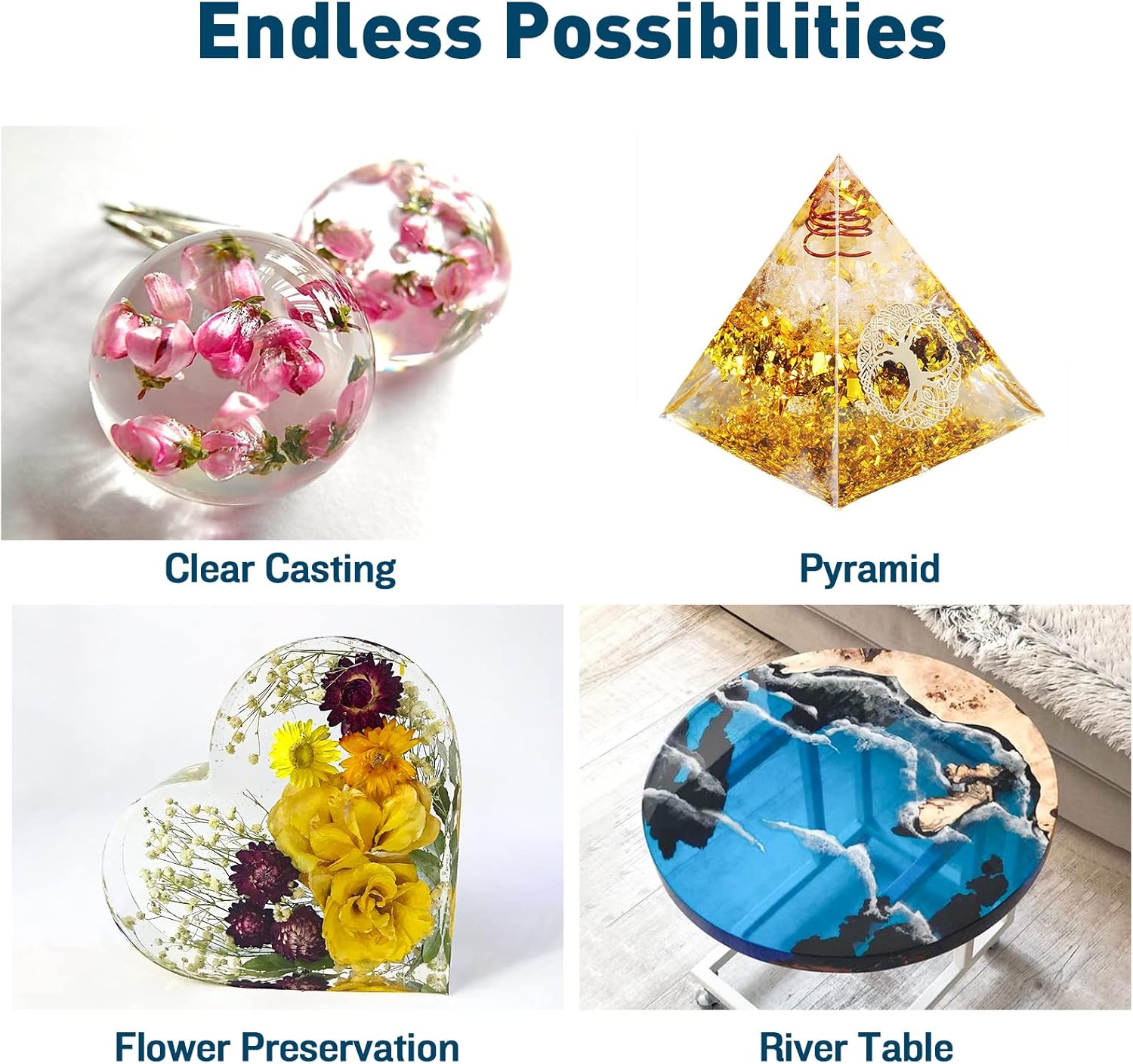 Teexpert Deep Pour Epoxy Resin, 51oz Epoxy Resin Kit for 2-4" Pour Depths, Crystal Clear & High Gloss, Bubble-Free Casting Resin for Flower Preservation, River Tables and Mold Crafts - 2:1 Mix Ratio