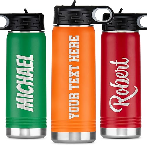 Miniatura 1 de Botella de agua personalizada con popote y tapa de 32 onzas, botella de agua de acero inoxidable, botella personalizada para deportes, regalos,