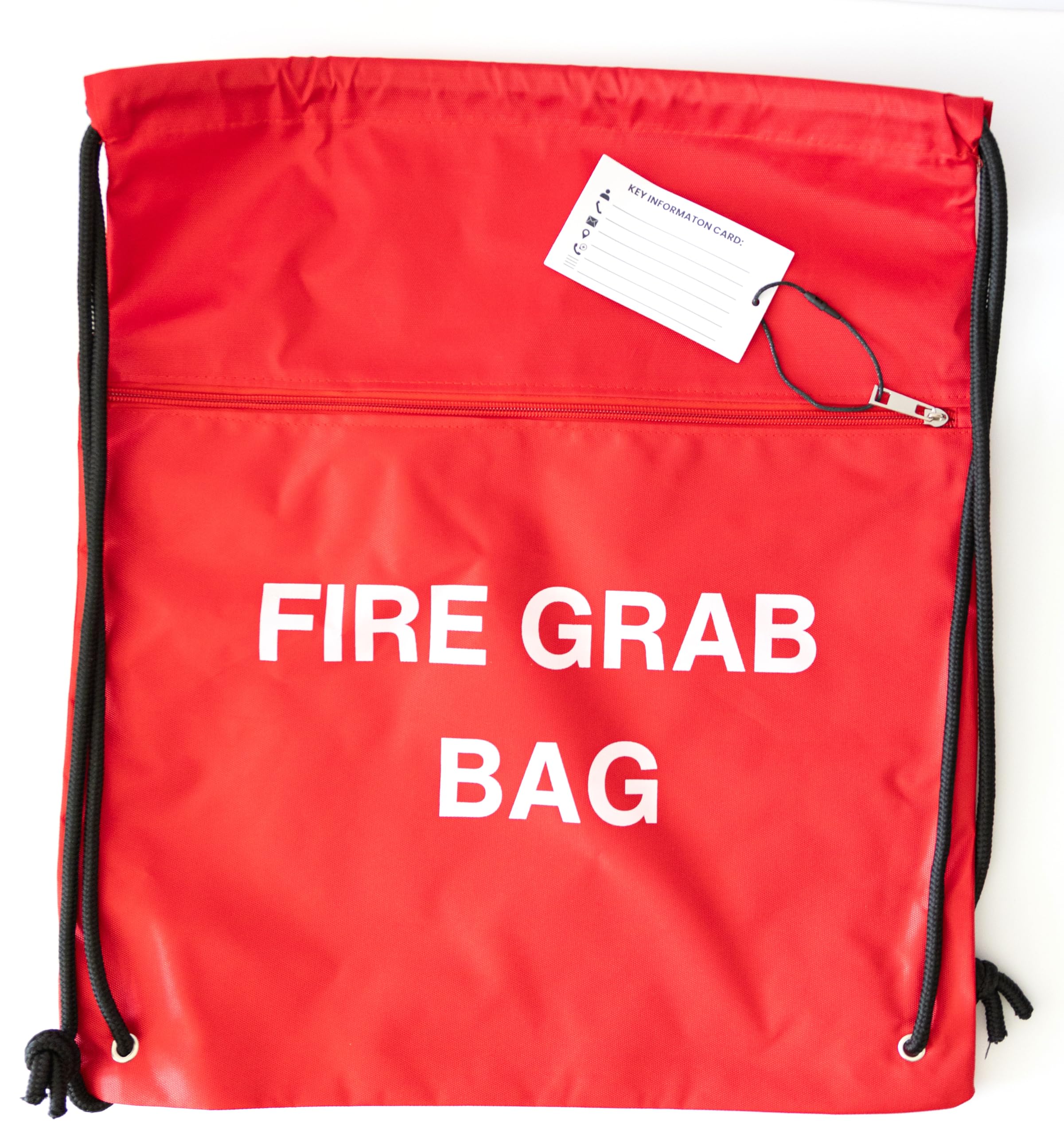 MediCounter Sac de secours avec cordon de serrage (42 x 49 cm) avec poches extérieures et intérieures zippées et étiquette d'informations - Résistant à l'eau - Rouge