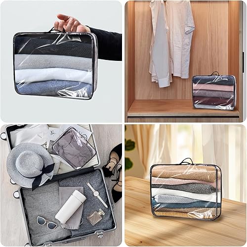 Miniatura 7 de 10 cubos grandes de embalaje de viaje transparentes, bolsas de almacenamiento de vinilo con cremallera, organizador de PVC transparente, bolsa